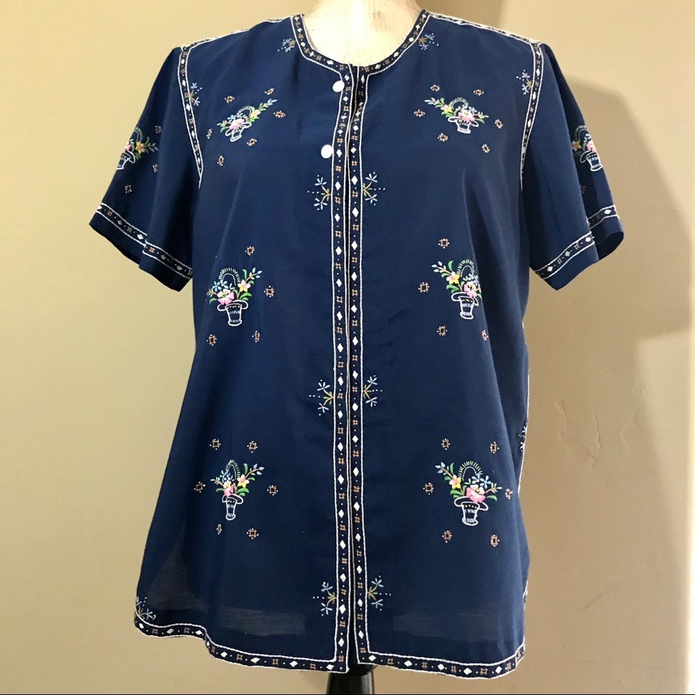 Vintage “Lily” Hand embroidered Shanghai Top